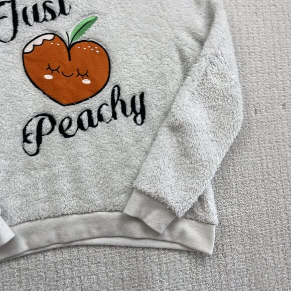 Weekend Edition Just Peachy Sweater Women’s Sz S Fuzzy Sherpa Fleece Cozy Comfy - Picture 4 of 14